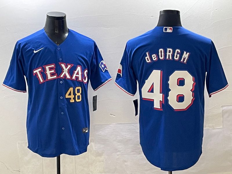 Men Texas Rangers #48 Degrom Blue Game 2025 Nike MLB Jersey style 6